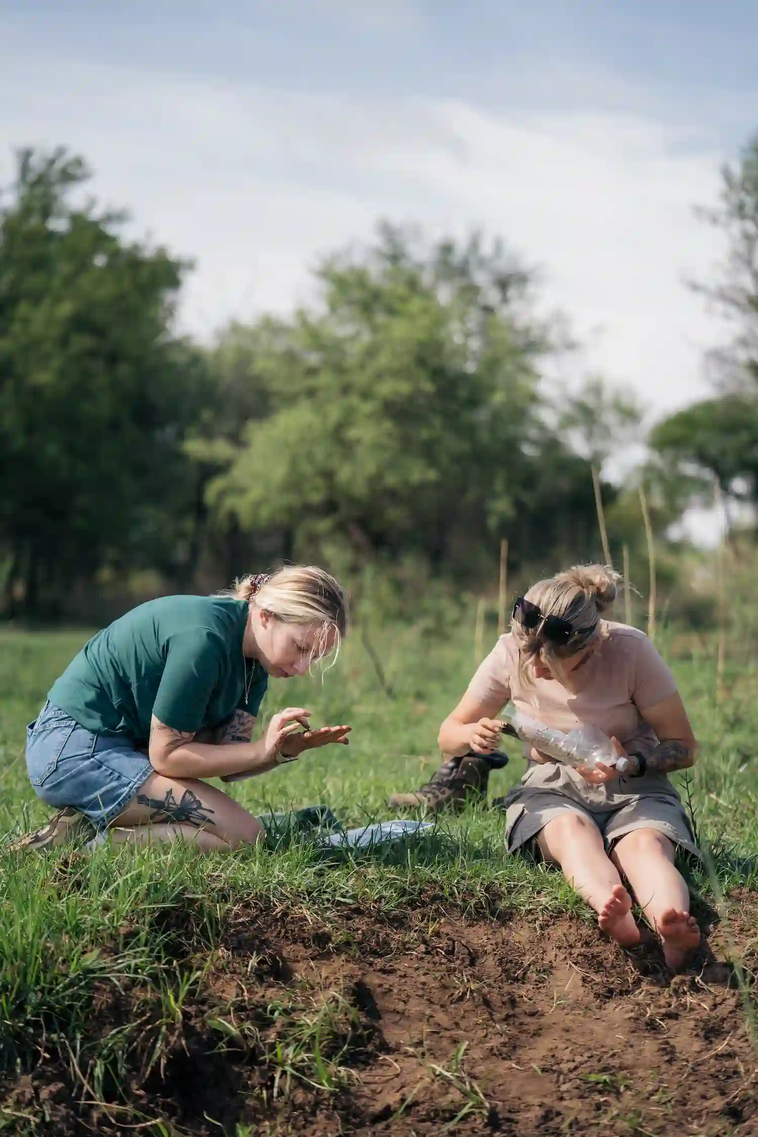 Students and volunteers in the field